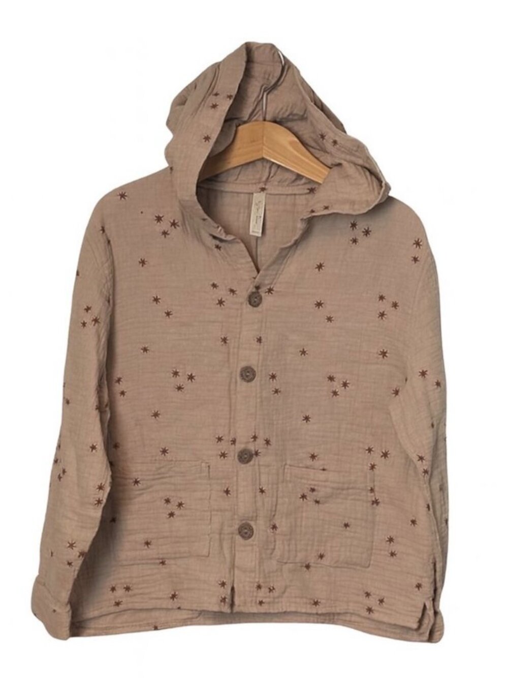 Bundle 2/$30! Rylee + Cru Tan Star Cotton Gauze Unisex Hooded Button Shirt 4-5Y
